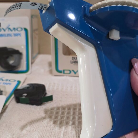 Vintage Dymo Dual Track Label Maker 1895-11 + 8 NIP 7291-09 Labeling Tape Black - Picture 11 of 16